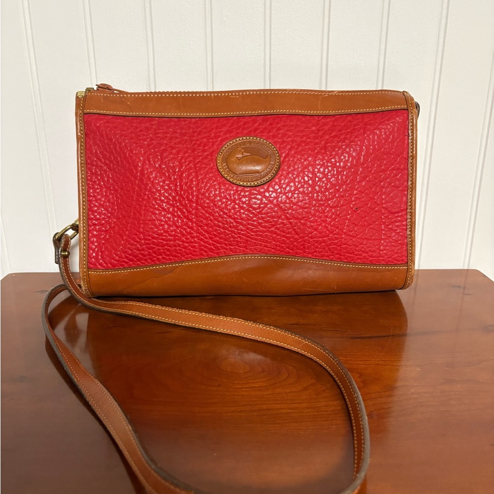 Vintage Dooney & Bourke Red and Brown Crossbody Bag